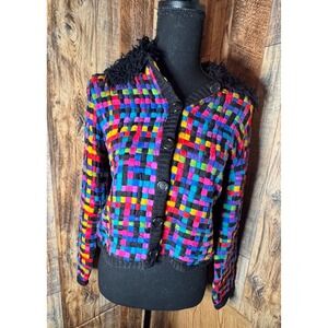 Michael Simon New York Colorful Woven Knit‎ Cardigan Jacket Novelty